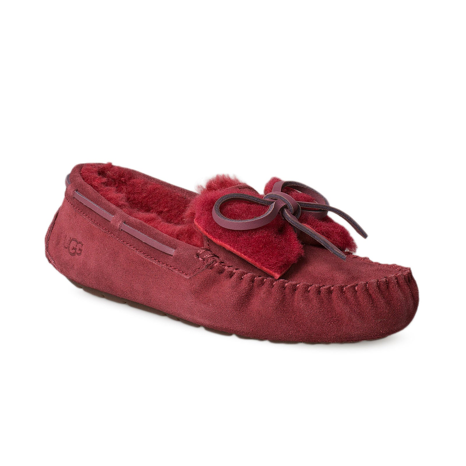 UGG, UGG Dakota Double Bow Kiss Red Slippers - Women's