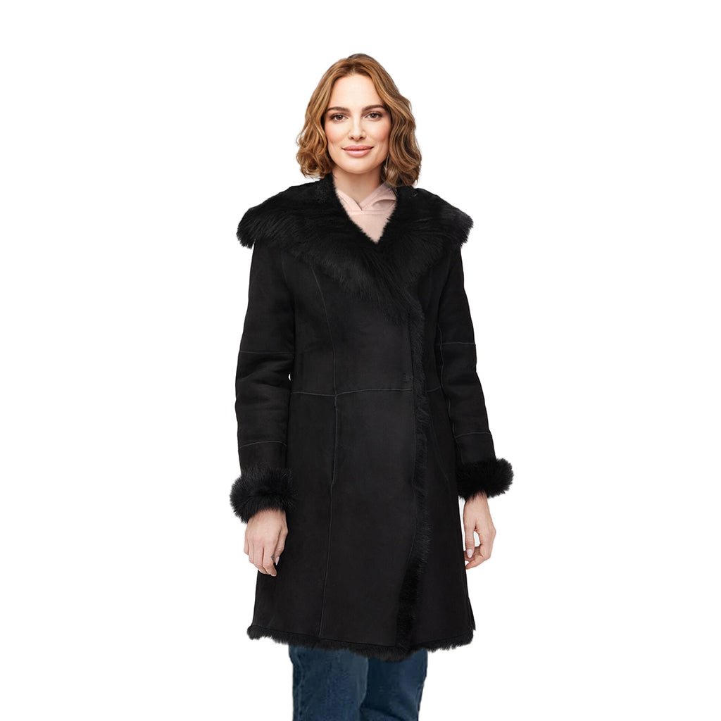 UGG, UGG Vanesa Toscana Shearling Coat Black - Women's